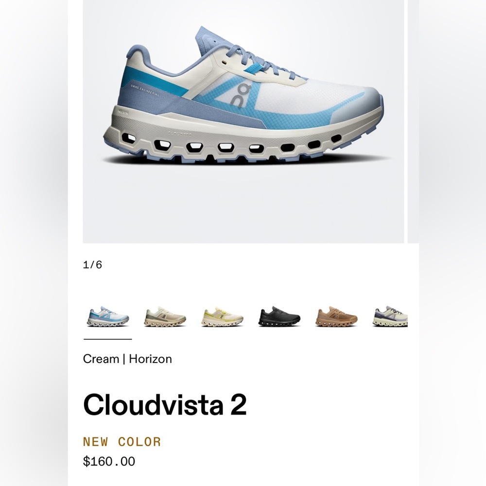 On Running Cloudvista 2 Cream horizon Women's 7.5 brand new